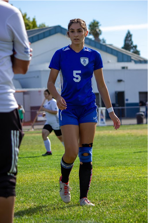 Soccer captain Maliea Deniz takes the field for Tech vs. Calistoga (Photo By: Tracy Si). 